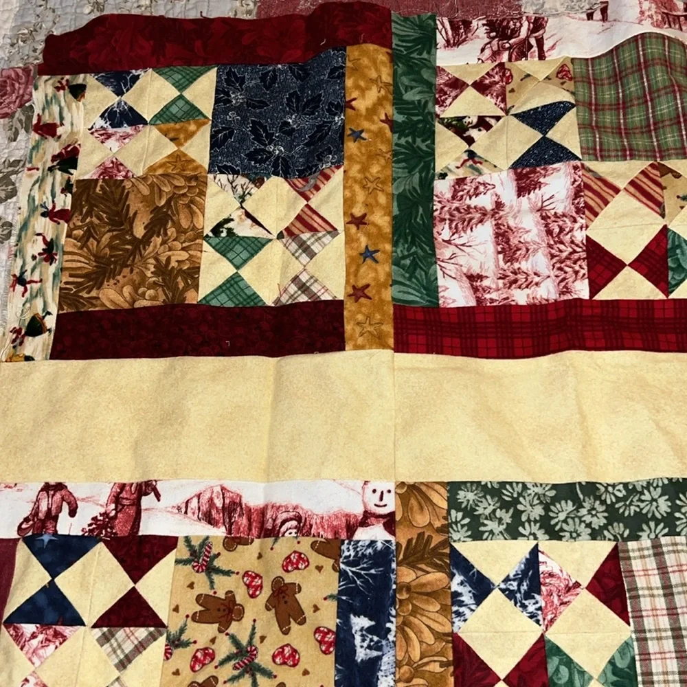 Unfinished quilt top Christmas themed 29” x 34”